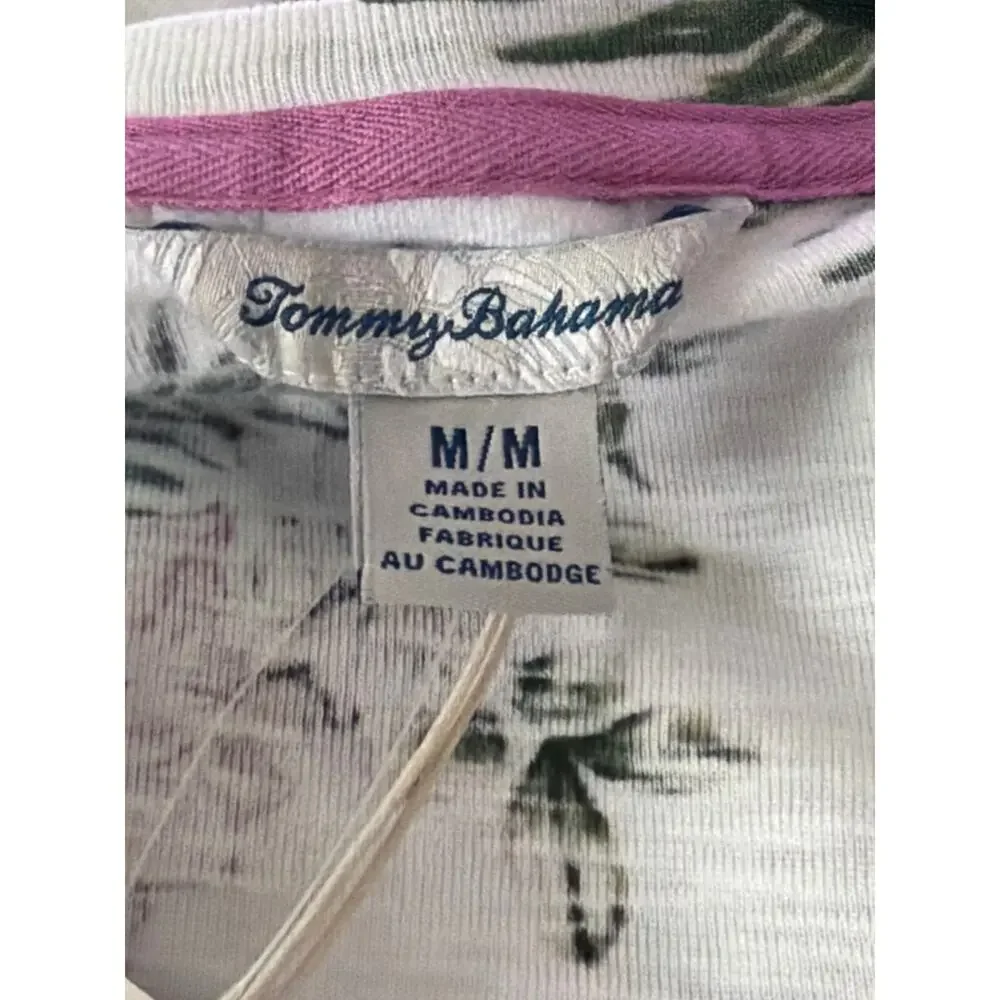 Tommy Bahama Ashby Isles Petal of Luxury T-Shirt White Floral Women's Medium NEW